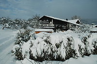 tief verschneite Hausansicht